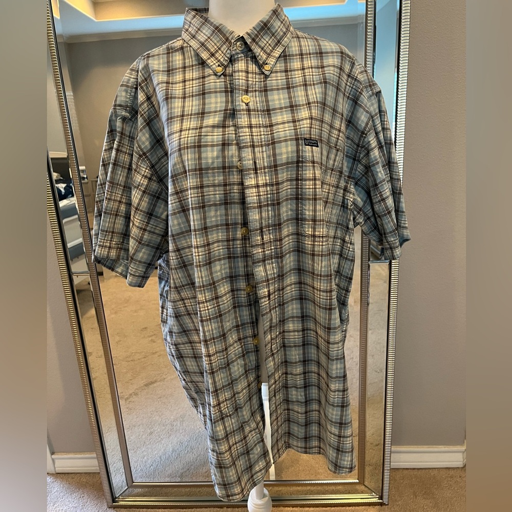 CHAPS Ralph Lauren Men’s Casual Button Down Short Sleeve Plaid Shirt
